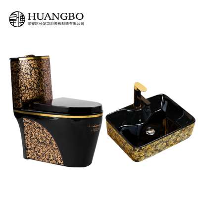 Factory direct supply bulgaria washdown Ceramic toilet siphonic Gold color Toilets chinese One Piece Toilets bathroom set